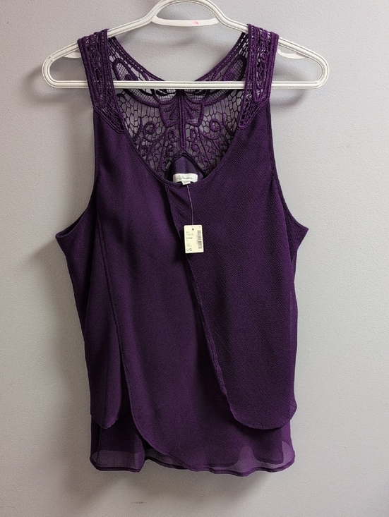 Reitmans Tops - Reitmans Purple Short Sleeve Blouse Multilayer Lace Style Top Purple Violet